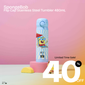 SpongeBob Flip Cap Stainless Steel Tumbler 480ml